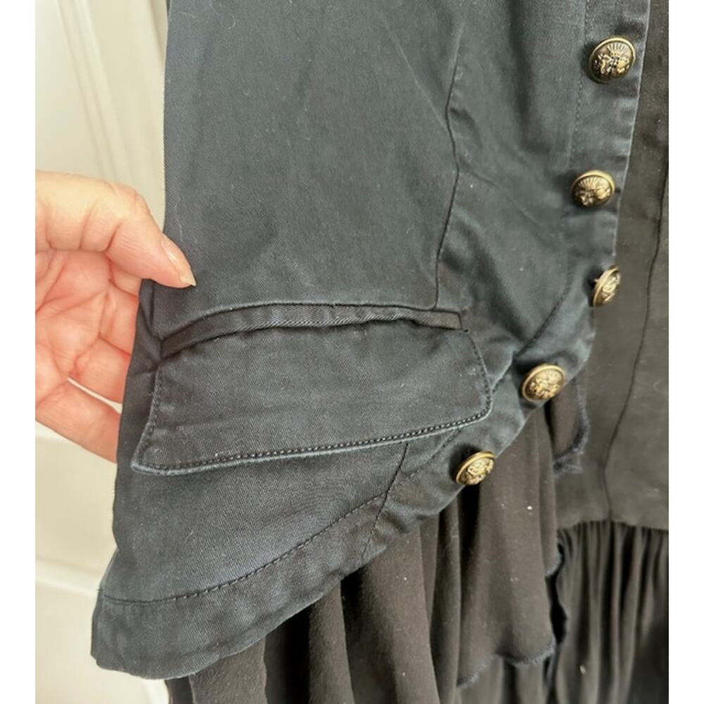Free People Ruffled Military Romantic Jacket XS Washed Black - Picture 5 of 11